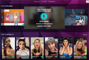 Streams are only available behind the paywall - there is no Sex Twitch here